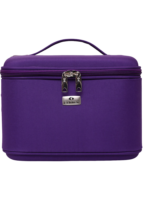 Vanity rigide pour rangement de maquillage et accessoires femme pour femmes en satiné violet avec fermeture éclair durable