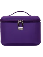 Vanity rigide pour rangement de maquillage et accessoires femme pour femmes en satiné violet avec fermeture éclair durable