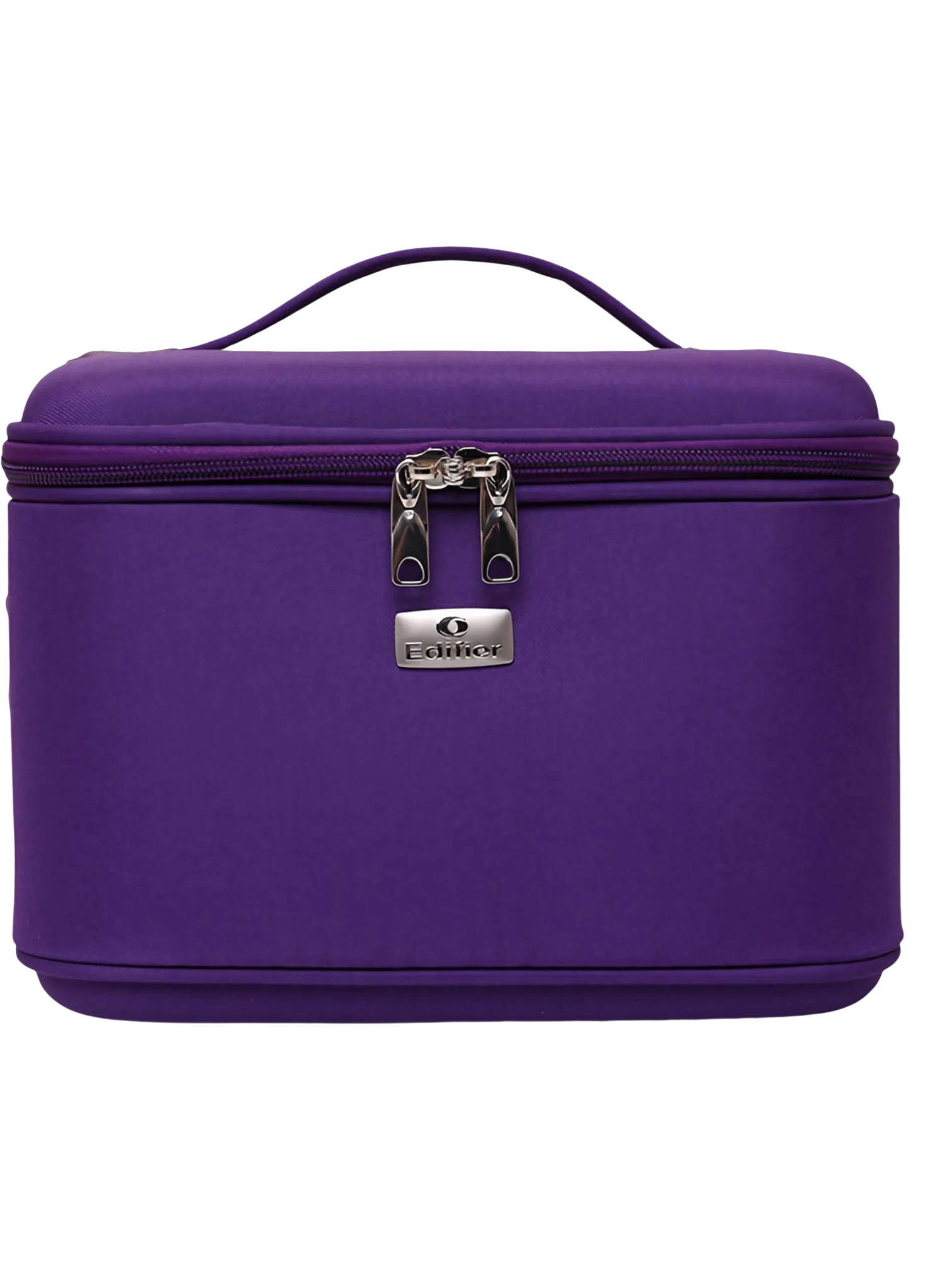 Vanity rigide pour rangement de maquillage et accessoires femme pour femmes en satiné violet avec fermeture éclair durable