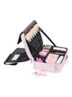 Mallette de maquillage professionnelle compacte avec rangements modulables variation petit format rose Mallette de maquillage professionnelle compacte avec rangements modulables variation petit format rose