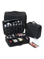 Mallette de maquillage professionnelle de transport avec bandouliere et rangements modulables variation noir grand format Mallette de maquillage professionnelle de transport avec bandouliere et rangements modulables variation noir grand format
