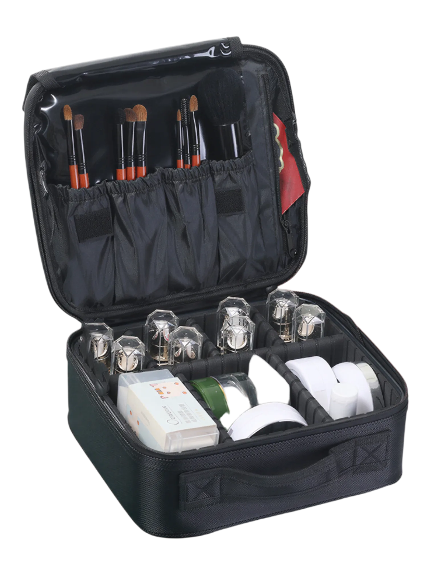 Mallette de maquillage professionnelle de transport pour déplacement quotidien compatible valise avec brosses et produits de beauté variation mini noir