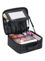 Mallette de maquillage professionnelle mini avec miroir et rangements modulables variation noir