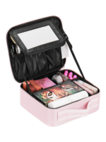 Mallette de maquillage professionnelle mini avec miroir et rangements modulables variation rose Mallette de maquillage professionnelle mini avec miroir et rangements modulables variation rose