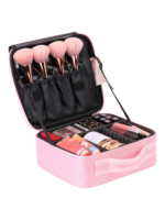 Mallette de maquillage professionnelle mini compacte avec rangements modulables variation rose