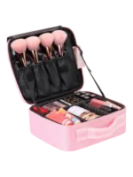 Mallette de maquillage professionnelle mini compacte avec rangements modulables variation rose