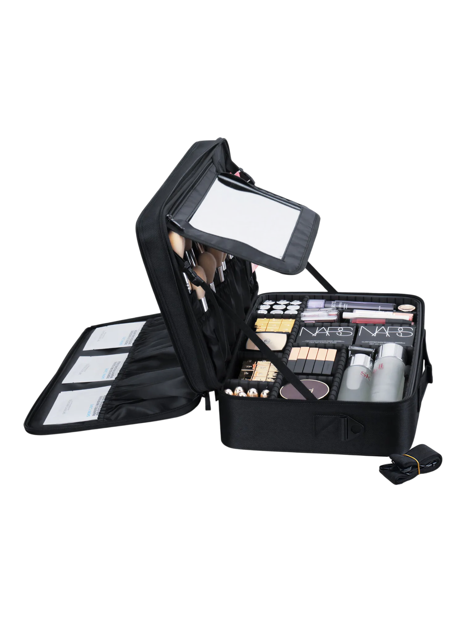 Mallette de maquillage professionnelle xl avec miroir et rangements modulables variation noir