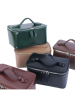 Petit vanity trousse de maquillage en cuir véritable avec multiples couleurs et formats résistants aux rayures élégantes avec poignée Petit vanity trousse de maquillage en cuir véritable avec multiples couleurs et formats résistants aux rayures élégantes avec poignée
