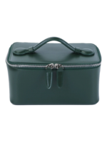 Petit vanity trousse de maquillage en cuir véritable couleur douce format moyen zippé pratique pour voyage avec poignée Petit vanity trousse de maquillage en cuir véritable couleur douce format moyen zippé pratique pour voyage avec poignée