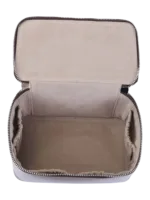 Petit vanity trousse de maquillage en cuir véritable intérieure beige avec fermeture éclair dimension pratique pour cosmétiques