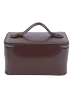 Petit vanity trousse de maquillage en cuir véritable marron brillant compacte avec zip et poignée indispensable pour voyages Petit vanity trousse de maquillage en cuir véritable marron brillant compacte avec zip et poignée indispensable pour voyages