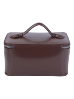 Petit vanity trousse de maquillage en cuir véritable marron brillant compacte avec zip et poignée indispensable pour voyages Petit vanity trousse de maquillage en cuir véritable marron brillant compacte avec zip et poignée indispensable pour voyages