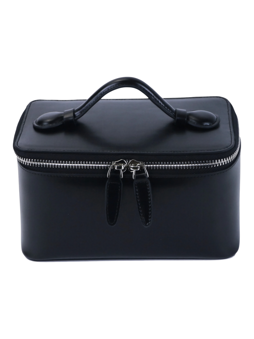 Petit vanity trousse de maquillage en cuir véritable noir haut de gamme avec poignée en cuir zipper durable pour cosmétiques Petit vanity trousse de maquillage en cuir véritable noir haut de gamme avec poignée en cuir zipper durable pour cosmétiques