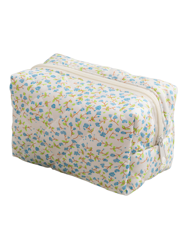Trousse de toilette femme fleurie trousse maquillage motif fleurs colorée petite trousse avec fleurs bleues et verts