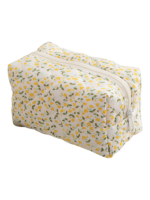 Trousse de toilette femme fleurie trousse maquillage motif fleurs colorée rectangulaire blanche jaune fleurs compacte avec zip Trousse de toilette femme fleurie trousse maquillage motif fleurs colorée rectangulaire blanche jaune fleurs compacte avec zip