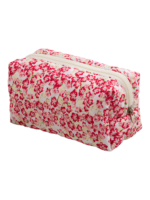 Trousse de toilette femme fleurie trousse maquillage motif fleurs colorée rose et blanc zipper de grande capacité