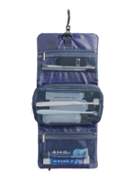 Trousse de toilette homme compacte pliable à suspendre avec multiple compartiments en filet bleu pour voyage Trousse de toilette homme compacte pliable à suspendre avec multiple compartiments en filet bleu pour voyage