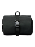 Trousse de toilette homme compacte pliable à suspendre avec multiple compartiments en tissu noir résistant à leau et pratique Trousse de toilette homme compacte pliable à suspendre avec multiple compartiments en tissu noir résistant à leau et pratique