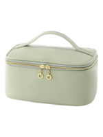 Trousse maquillage avec élastiques compartiments et rangement pinceaux couleur vert avec poignée et fermeture éclair Trousse maquillage avec élastiques compartiments et rangement pinceaux couleur vert avec poignée et fermeture éclair