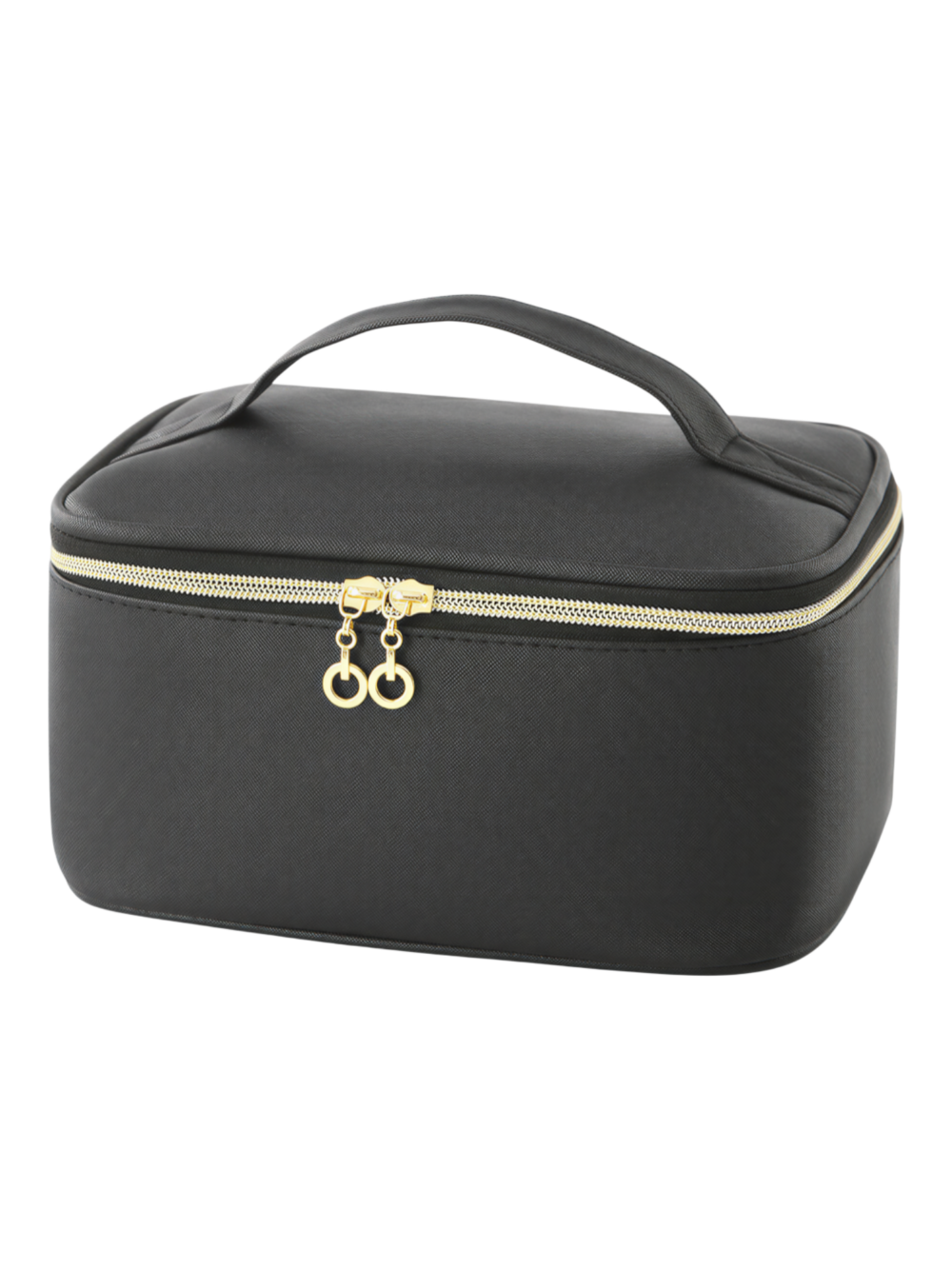 Trousse maquillage avec élastiques compartiments et rangement pinceaux noire zippee avec poignee pour cosmetiques Trousse maquillage avec élastiques compartiments et rangement pinceaux noire zippee avec poignee pour cosmetiques