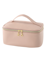 Trousse maquillage rose avec élastiques compartiments et rangement pinceaux pratique pour cosmétiques avec poignée Trousse maquillage rose avec élastiques compartiments et rangement pinceaux pratique pour cosmétiques avec poignée