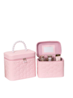 Vanity case rigide pour le maquillage avec perles motif nid dabeille couleur rose dimensions 13 5cm organisation maquillage S Vanity case rigide pour le maquillage avec perles motif nid dabeille couleur rose dimensions 13 5cm organisation maquillage S