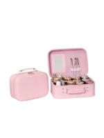 Vanity case rigide pour le maquillage avec perles motif nid dabeille couleur rose ensemble de maquillage pratique et élégant L