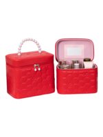 Vanity case rigide pour le maquillage avec perles motif nid dabeille couleur rouge dimension 13 5cm organisation cosmétiques S Vanity case rigide pour le maquillage avec perles motif nid dabeille couleur rouge dimension 13 5cm organisation cosmétiques S