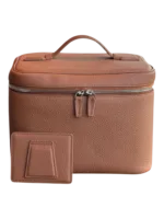 Vanity maquillage en cuir artisanal colorée pochettes et compartiments intérieurs avec poignée à fermeture éclair double