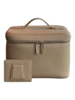 Vanity maquillage en cuir artisanal colorée pochettes et compartiments intérieurs beige élégante pour trousse de maquillage avec poignée Vanity maquillage en cuir artisanal colorée pochettes et compartiments intérieurs beige élégante pour trousse de maquillage avec poignée