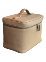Vanity maquillage en cuir artisanal colorée pochettes et compartiments intérieurs en cuir beige avec poignée zipper compact elegant