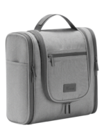 Grande trousse avec crochet à suspendre pratique avec pochettes et compartiments en tissu gris éclair zipper pour rangement organisé Grande trousse avec crochet à suspendre pratique avec pochettes et compartiments en tissu gris éclair zipper pour rangement organisé