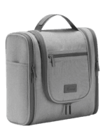 Grande trousse avec crochet à suspendre pratique avec pochettes et compartiments en tissu gris éclair zipper pour rangement organisé Grande trousse avec crochet à suspendre pratique avec pochettes et compartiments en tissu gris éclair zipper pour rangement organisé