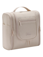 Grande trousse avec crochet à suspendre pratique pochettes et compartiments beige organisation voyage accessoires femme