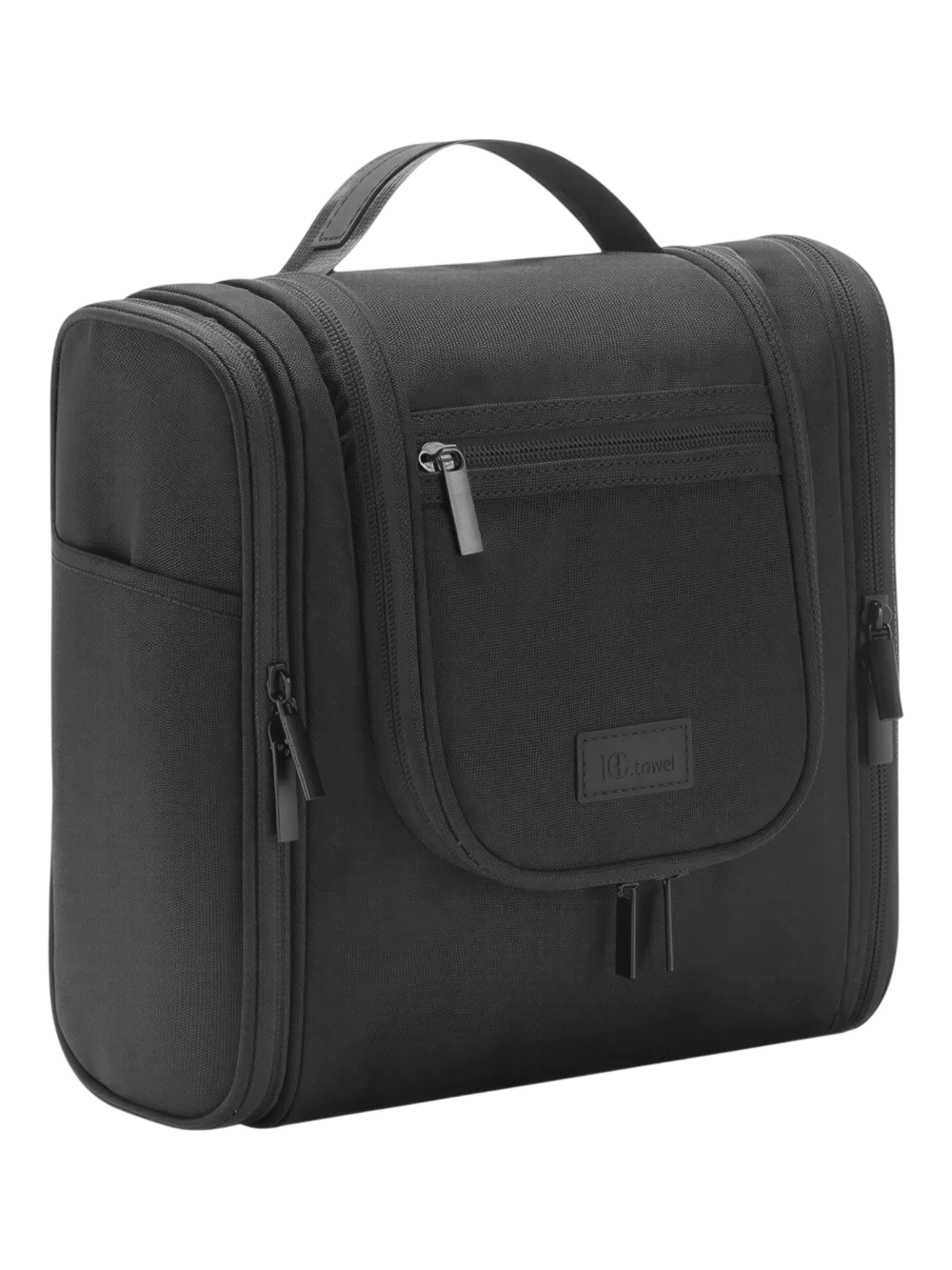 Grande trousse avec crochet à suspendre pratique pochettes et compartiments en tissu noir compacte pour organiser vos affaires Grande trousse avec crochet à suspendre pratique pochettes et compartiments en tissu noir compacte pour organiser vos affaires