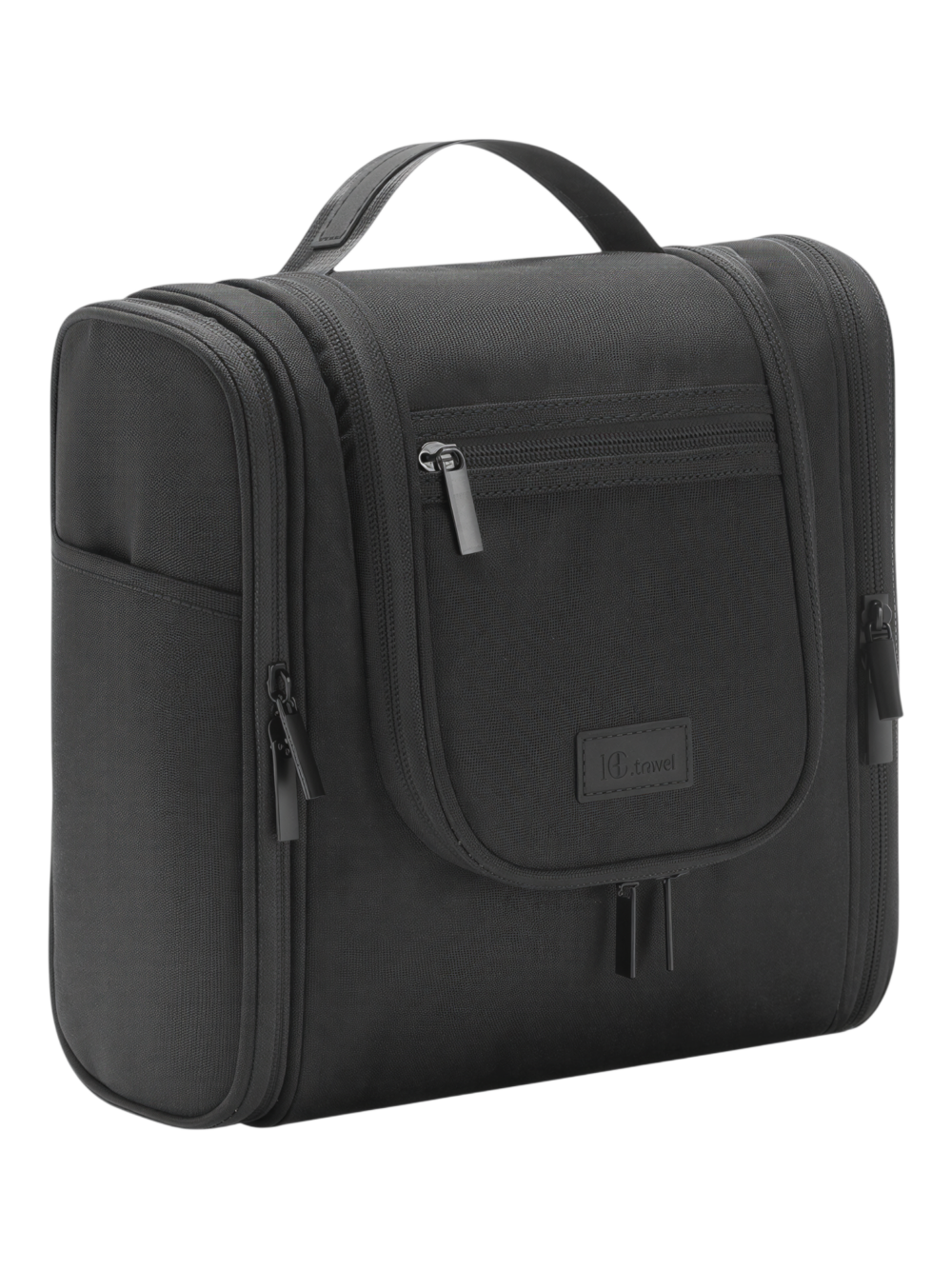 Grande trousse avec crochet à suspendre pratique pochettes et compartiments en tissu noir compacte pour organiser vos affaires Grande trousse avec crochet à suspendre pratique pochettes et compartiments en tissu noir compacte pour organiser vos affaires