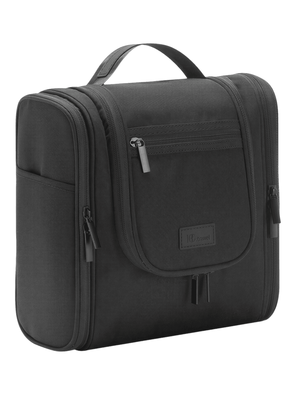 Grande trousse avec crochet à suspendre pratique pochettes et compartiments en tissu noir compacte pour organiser vos affaires Grande trousse avec crochet à suspendre pratique pochettes et compartiments en tissu noir compacte pour organiser vos affaires