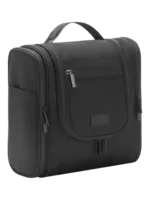 Grande trousse avec crochet à suspendre pratique pochettes et compartiments en tissu noir compacte pour organiser vos affaires Grande trousse avec crochet à suspendre pratique pochettes et compartiments en tissu noir compacte pour organiser vos affaires