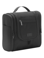 Grande trousse avec crochet à suspendre pratique pochettes et compartiments en tissu noir compacte pour organiser vos affaires Grande trousse avec crochet à suspendre pratique pochettes et compartiments en tissu noir compacte pour organiser vos affaires