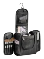 Grande trousse avec crochet à suspendre pratique pochettes et compartiments pour maquillage et accessoires organisation noir Grande trousse avec crochet à suspendre pratique pochettes et compartiments pour maquillage et accessoires organisation noir