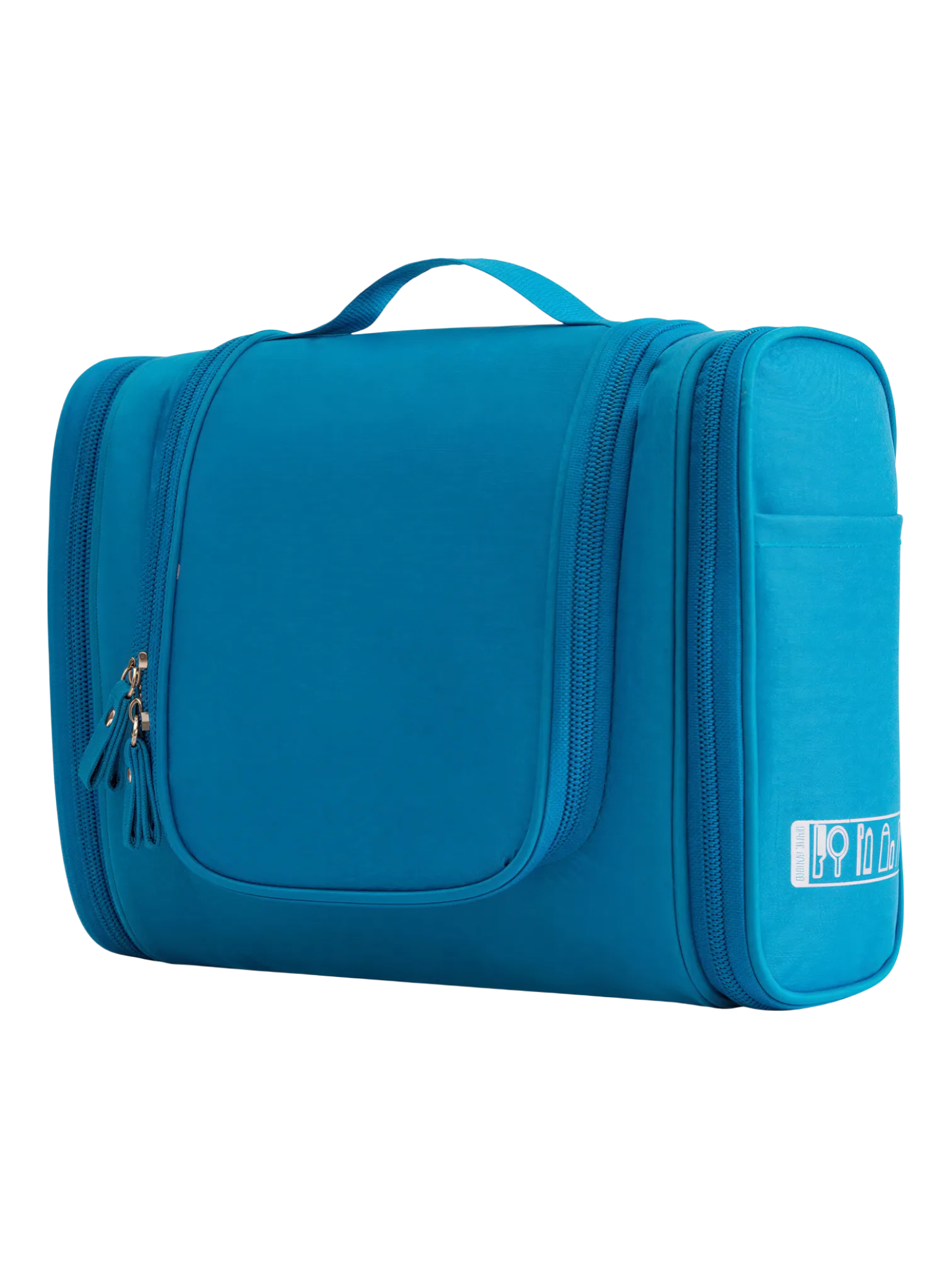 Grande trousse de toilette colorée à suspendre unisexe avec plusieurs pochettes et compartiments en tissu imperméable bleu électrique