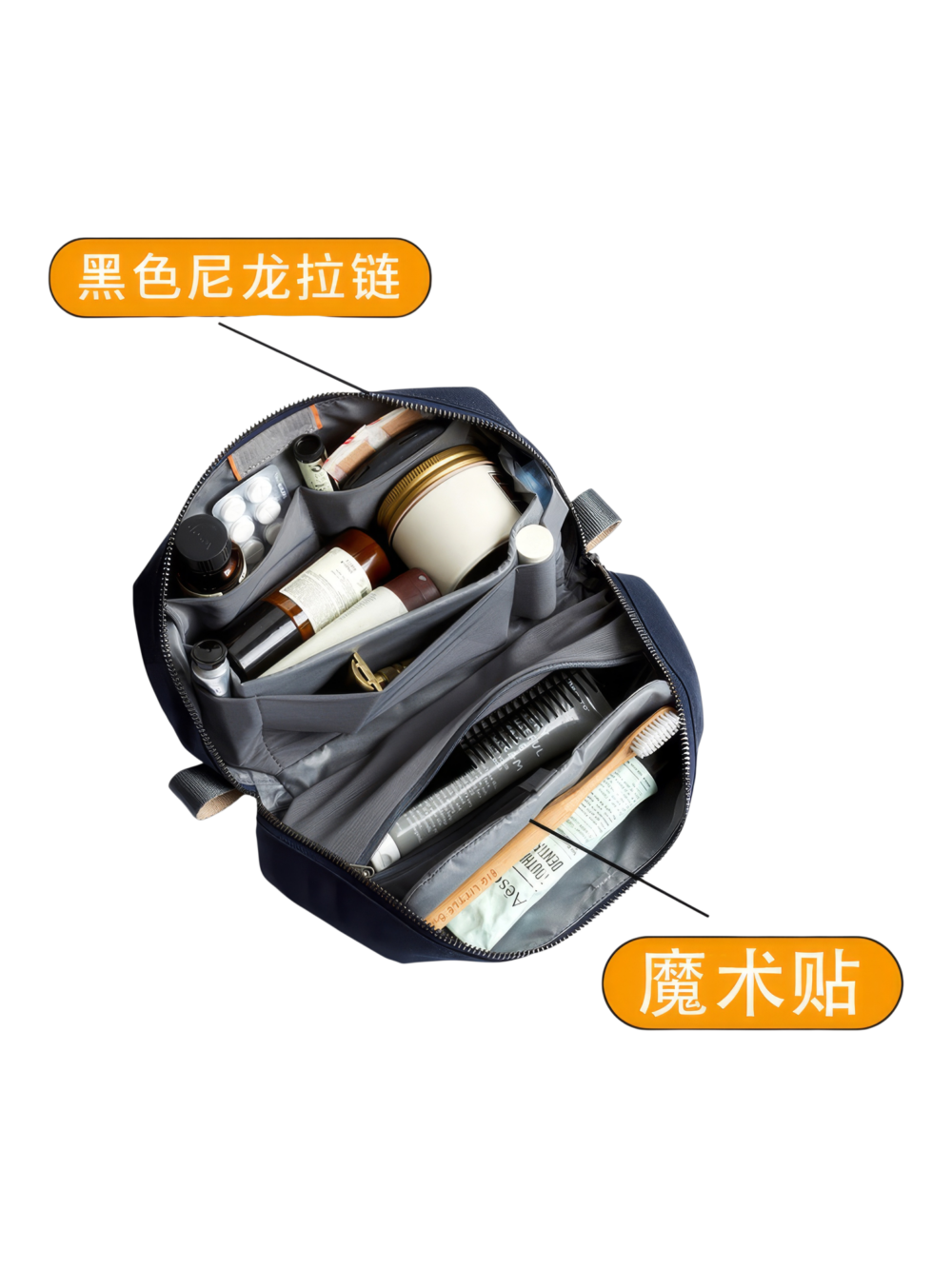 Petite trousse de toilette homme grande ouverture pratique avec plusieurs pochettes internes organisation facile et compacte