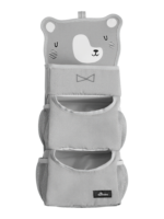 Trousse de rangement bébé à suspendre motif renard sapin grizzly en tissu gris avec poches pratiques pour jouets et accessoires