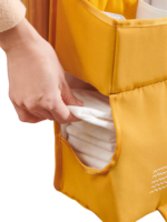 Trousse de rangement bébé à suspendre motif renard sapin grizzly en tissu jaune pour organisation des objets de bébé