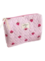 Trousse de toilette maquillage avec rayures motif fraise couleur rose pour femme accessoire de beauté féminin Trousse de toilette maquillage avec rayures motif fraise couleur rose pour femme accessoire de beauté féminin