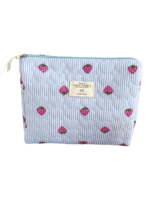 Trousse de toilette maquillage rayures motif fraise couleur bleu pour femme accessoire féminin pratique et joli Trousse de toilette maquillage rayures motif fraise couleur bleu pour femme accessoire féminin pratique et joli