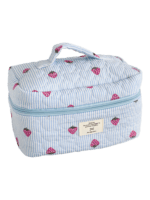 Trousse de toilette maquillage rayures motif fraise couleur bleu pour femme idéal pour voyages et stockage cosmétiques Trousse de toilette maquillage rayures motif fraise couleur bleu pour femme idéal pour voyages et stockage cosmétiques