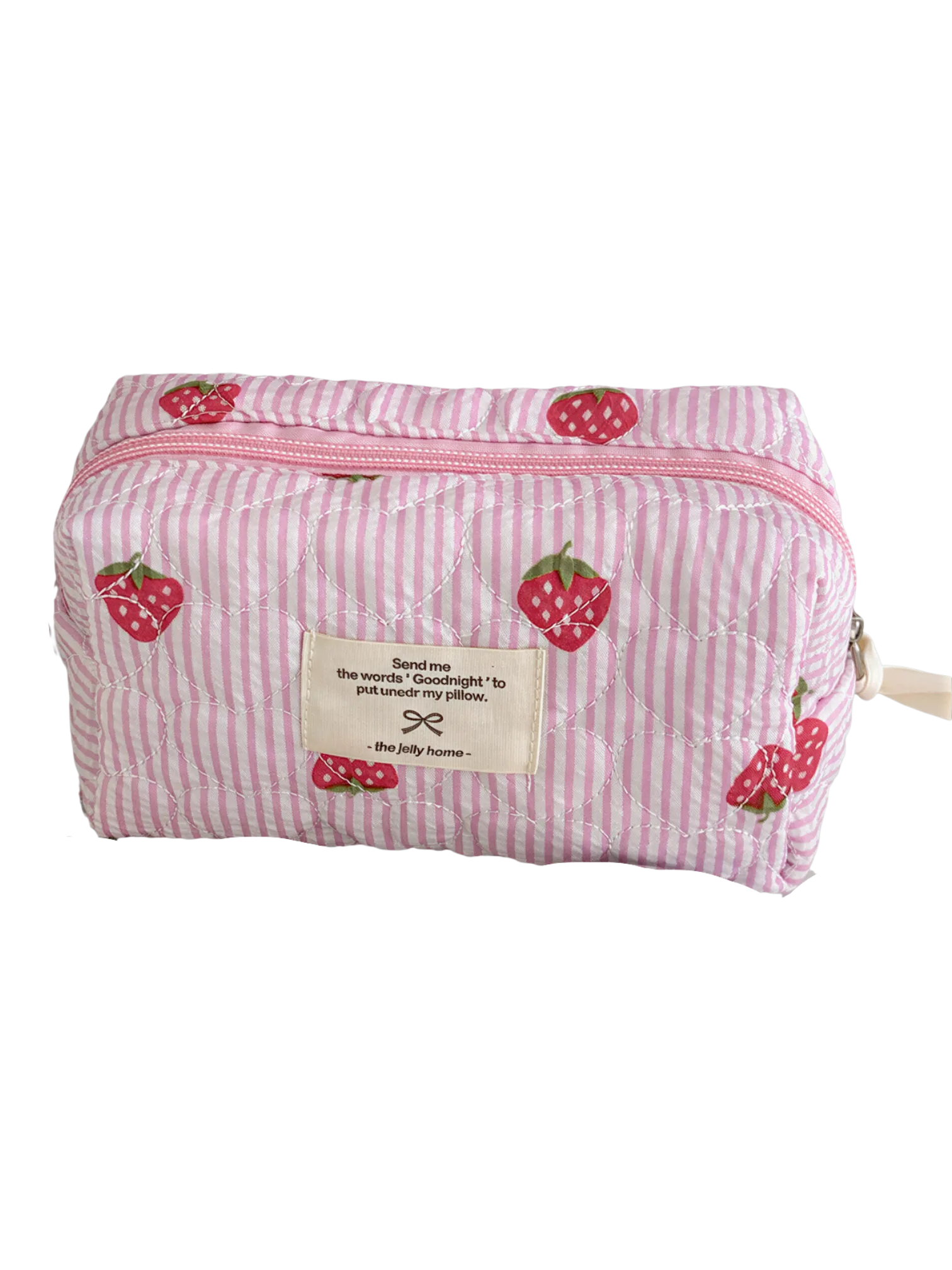Trousse de toilette maquillage rayures motif fraise couleur rose pour femme accessoire pour femme pratique et mignon