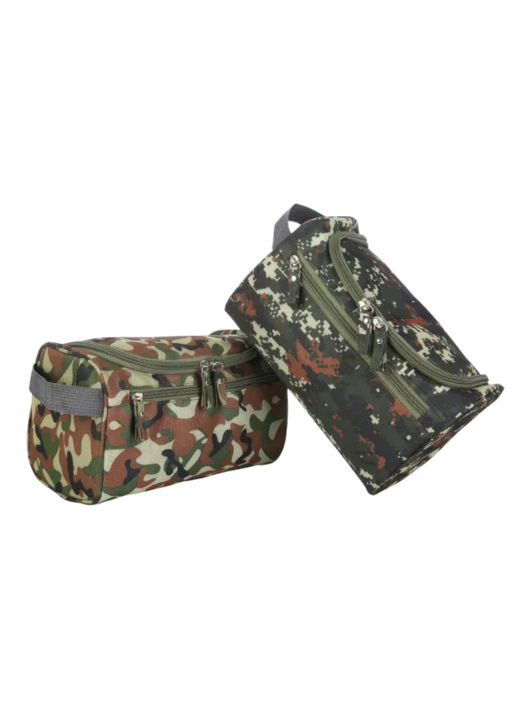 Trousse de toilette militaire camouflage pour homme pochette avec compartiments et crochet à suspendre pour voyage 2