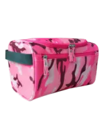 Trousse de toilette militaire camouflage pour homme pochette et compartiments crochet à suspendre rose compacte avec zip et poignée